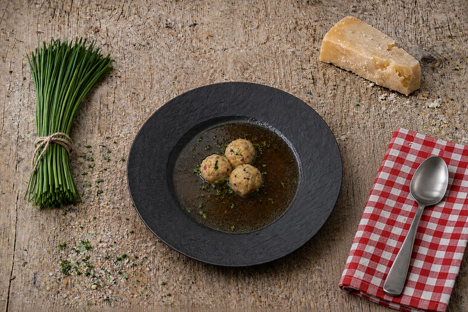 Tyrolean speck dumpling soup