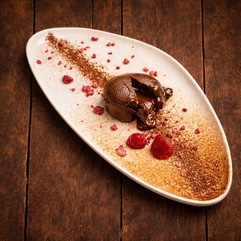 House-made warm chocolate cake with a molten centre