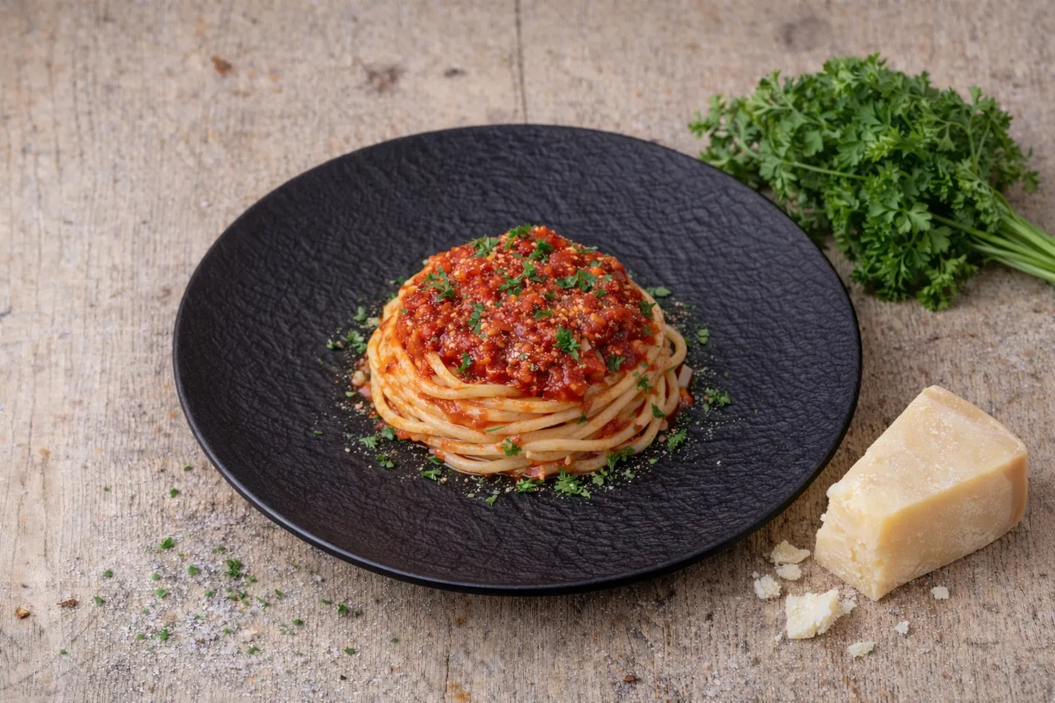 Spaghetti with tomato sauce, meat ragù or butter