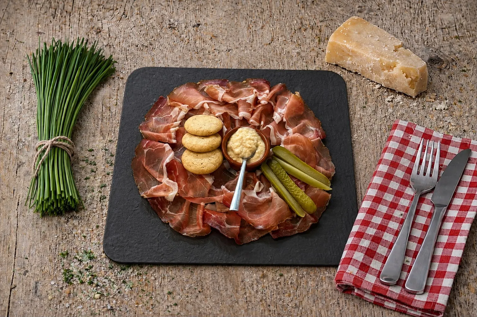 Speck platter with horseradish and mini Schüttelbrot