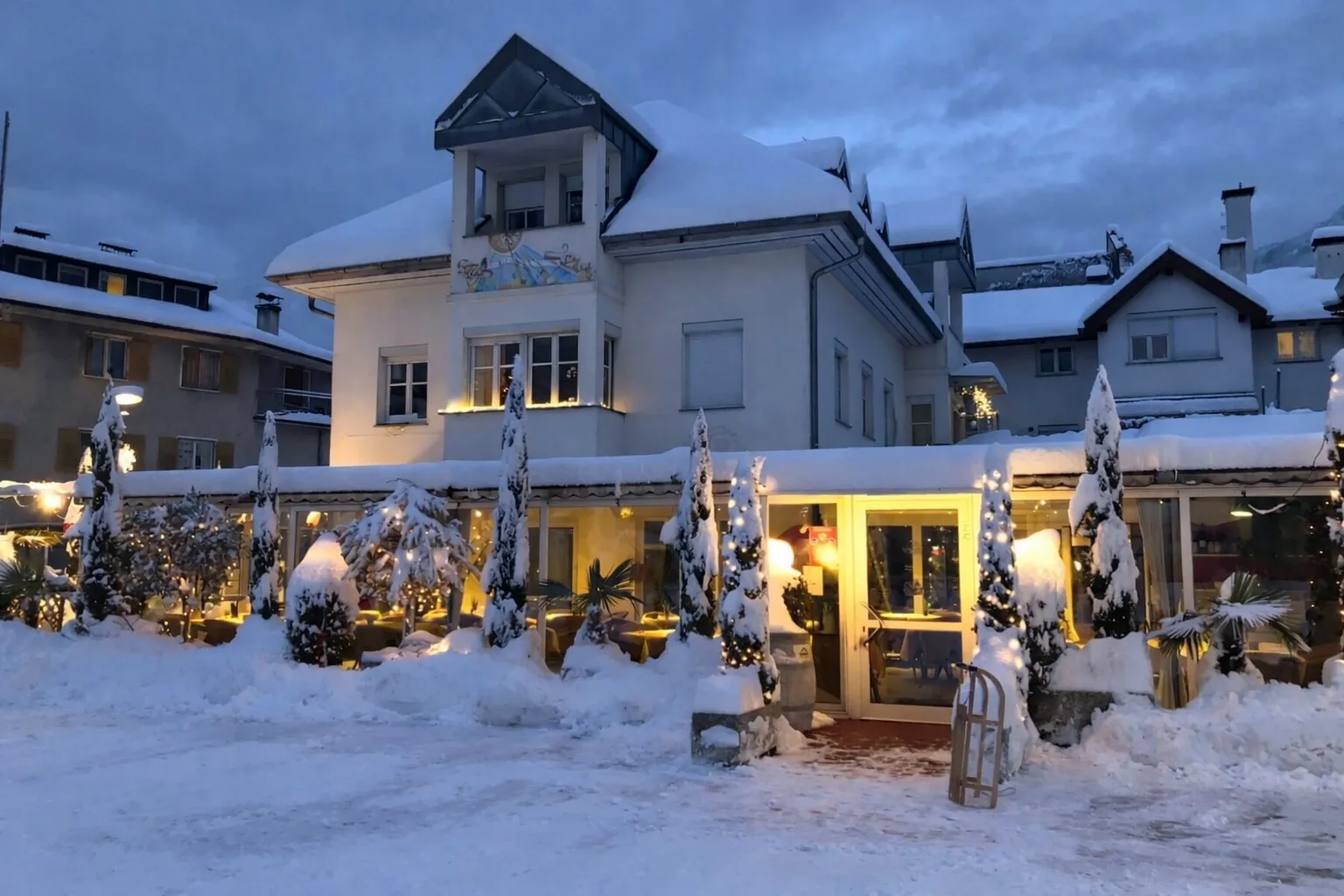 Die Pizzeria Aura im Winter